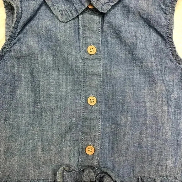 Joe Fresh Jean Dress Buttons Bow Collared Blue Size 6 / Small - Picture 5 of 16